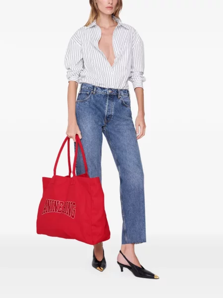 Geantă shopper Anine Bing din canvas roșu