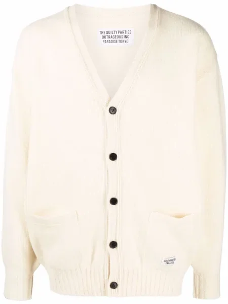 Cardigan Wacko Maria cu broderie tricotate alb