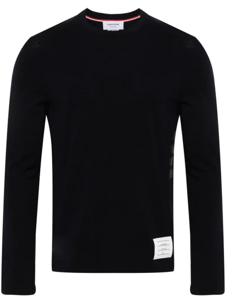 Tricou Thom Browne de lână cu dungi albastru