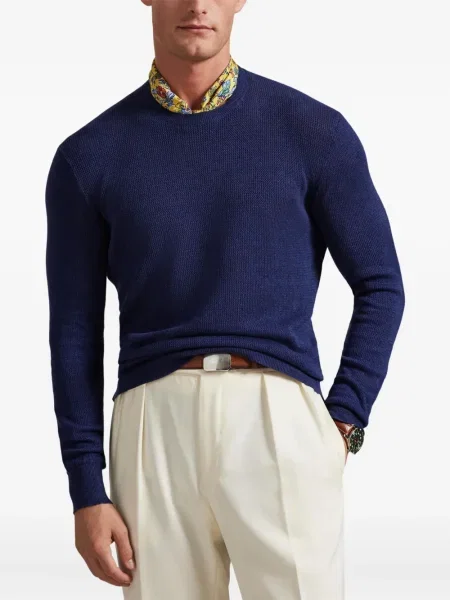 Dlouhá pruhovaná s límcem kšiltovka Polo Ralph Lauren modrá