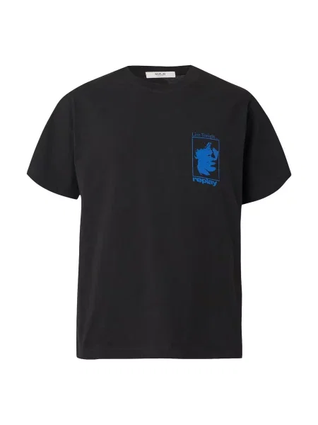 REPLAY Tricou albastru regal negru