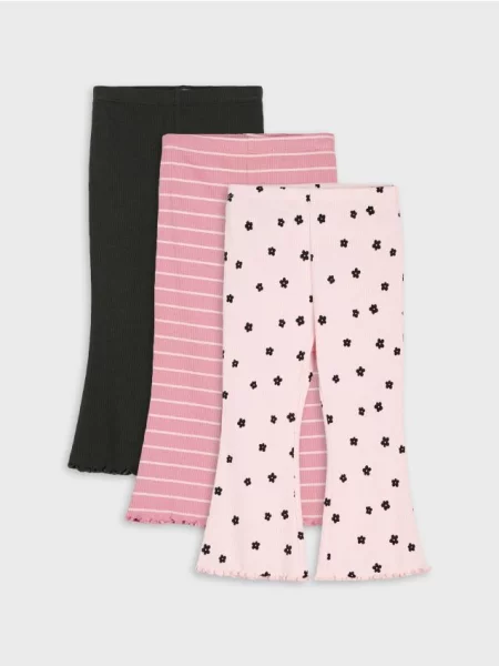 Sinsay legíny flare z žebrovaného úpletu 3 pack pastelová růžová