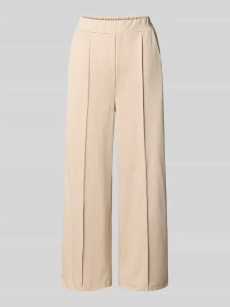 Spodnie materiałowe z wpuszczanymi w stylu francuskim Zabaione beżowe