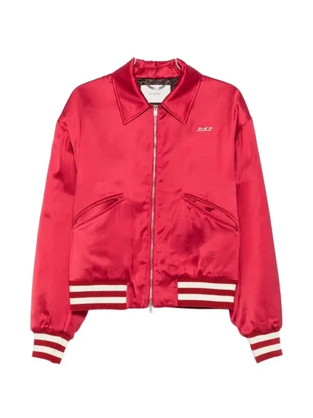 Geacă bomber Second/layer cu broderie din satin roșu