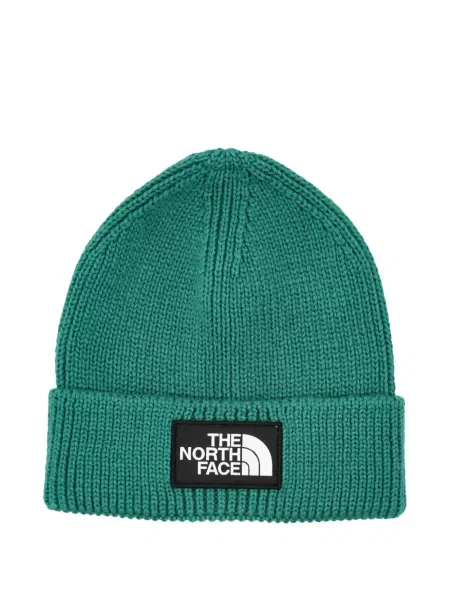 Pletené beanie čepice The North Face s autogramem zelené