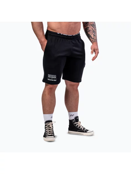 Pantaloni scurți de antrenament pentru bărbați NEBBIA Gym Bro black negru