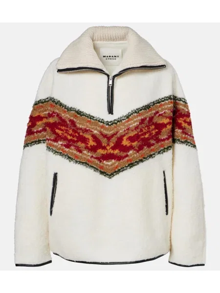 Pulover Marant Etoile din fleece alb