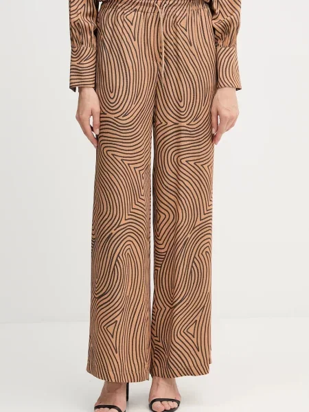 Marc Aurel pantaloni lat high waist maro