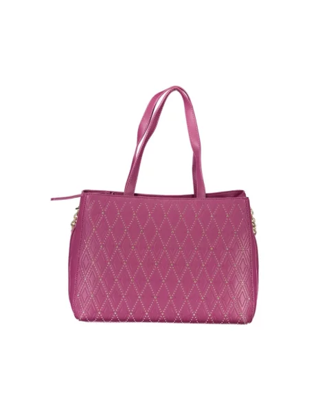 Lniana shopperka Valentino By Mario Valentino fioletowa
