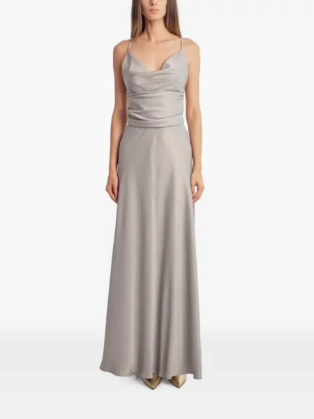Rochie maxi Irina Schrotter cu volane gri