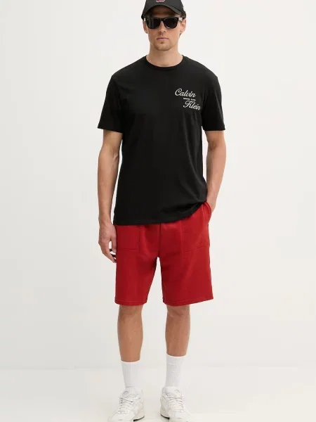 Tommy Hilfiger trenirka kratke hlače z bombažem rdeča