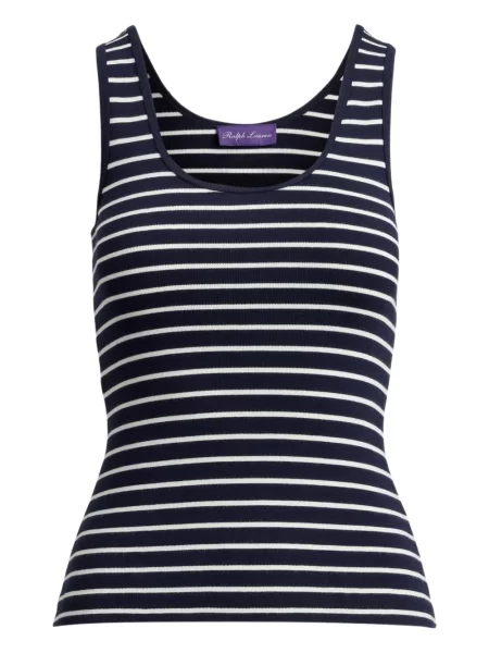 Top Ralph Lauren Collection cu dungi tricotate albastru