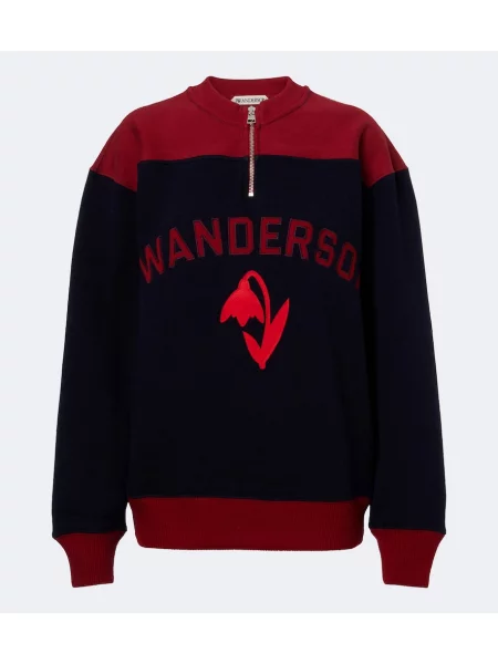 Hanorac Jw Anderson cu broderie de lână albastru