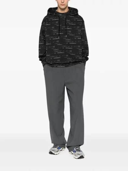 Hoodie Emporio Armani με αυτόγραφο με κορδόνι μαύρο
