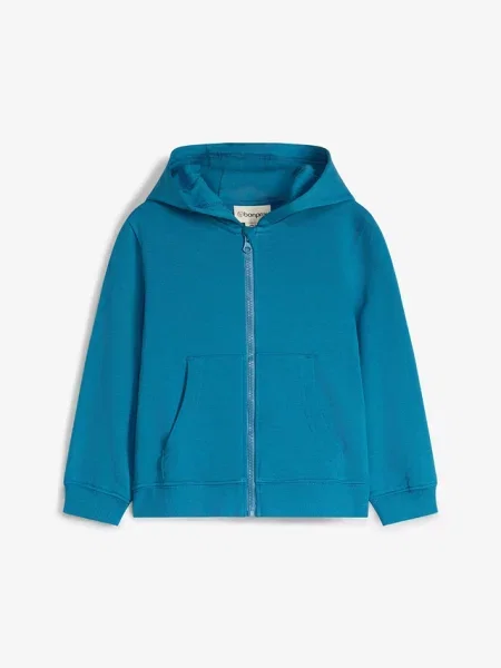 Bluza rozpinana z kapturem z miękkiej bawełny organicznej niebieska