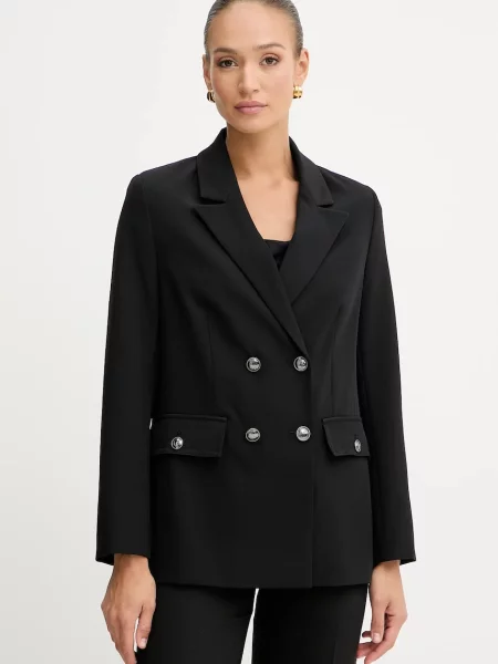 Guess marynarka FIONA dwurzędowa gładka czarny