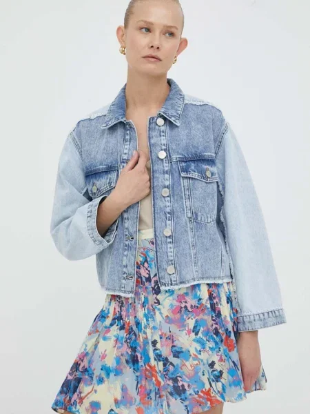 Džínová bunda přechodná oversize modrá