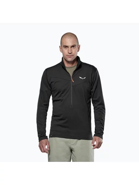 Мъжки суитшърт за трекинг Salewa Puez Cammio Polarlite Half Zip Black Out черно