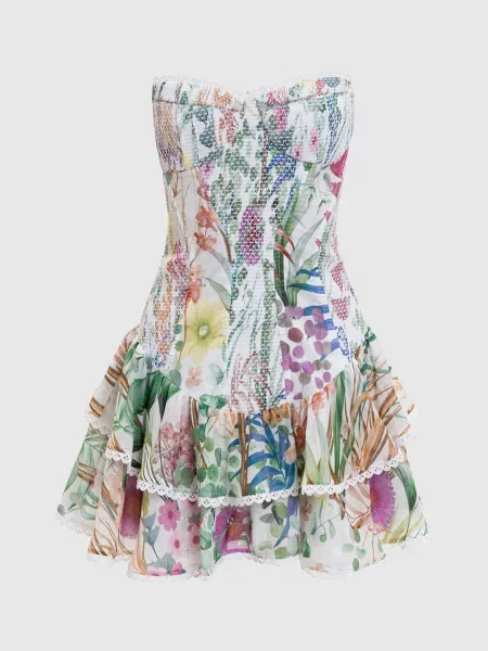 Сукня бюстьє Sora в квітковий принт Charo Ruiz біла