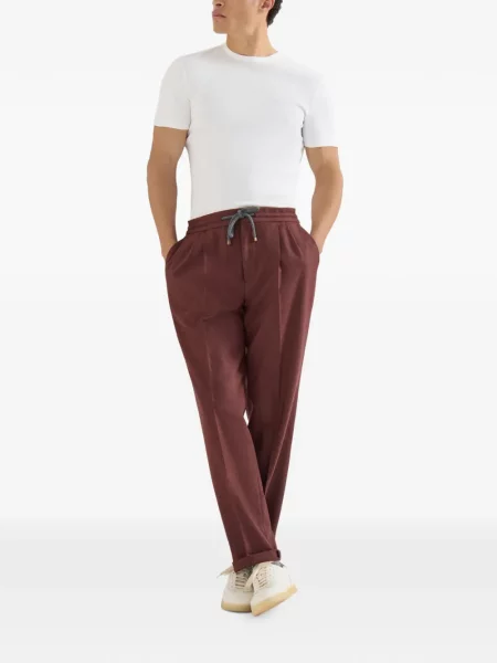 Pantaloni Brunello Cucinelli de lână cu cordon roșu
