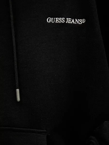Кофта Guess Jeans з капюшоном однотонна чорний