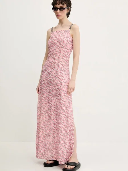 Karl Lagerfeld Jeans rochie maxi evazati roz