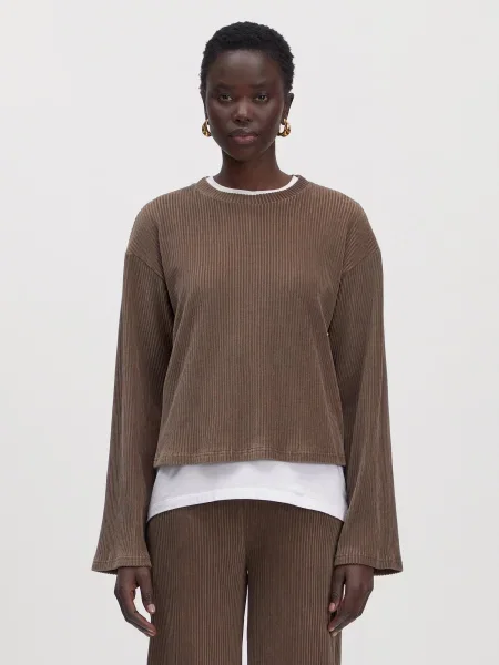 EDITED Tricou Kassandra Longsleeve Corduroy maro