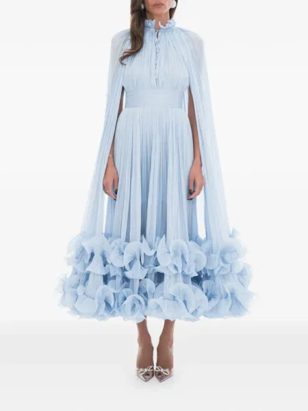 Rochie Ana Radu plisată de costum albastru