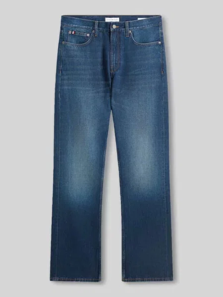Jeansy Straight Leg bootcut z czystej bawełny Tommy Hilfiger granatowe