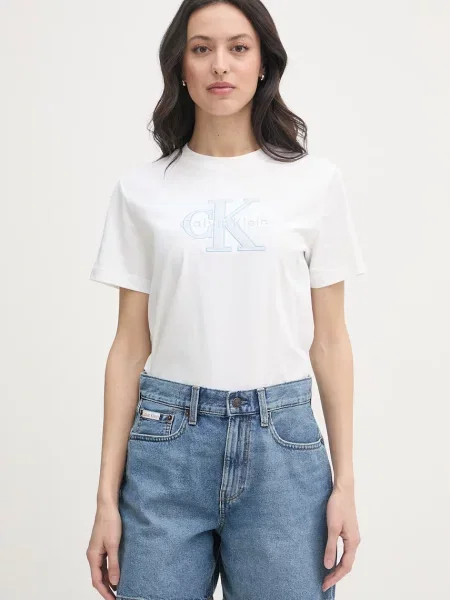 Tricou Calvin Klein Jeans alb
