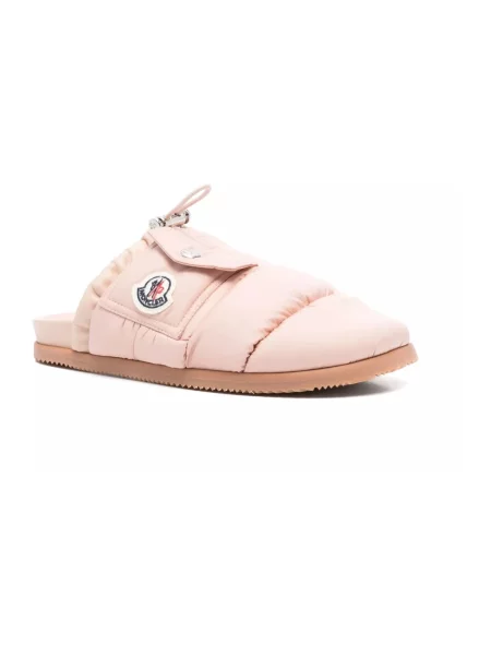 Klapki mules Moncler skórzane różowe