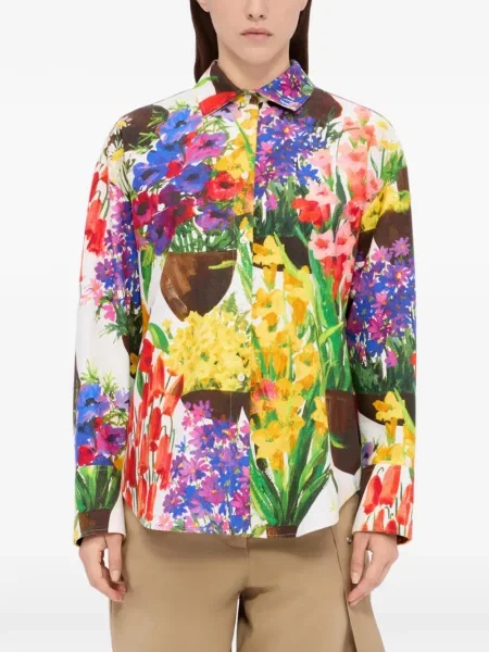 Cămașă Msgm cu model floral cu imagine alb