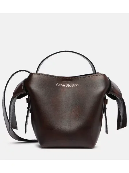Geanta de piele Acne Studios din piele mini maro