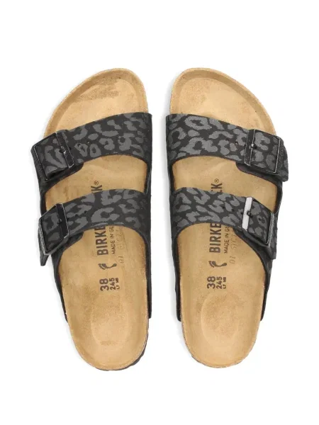 Sandale Birkenstock cu imagine cu model leopard cu cataramă negru
