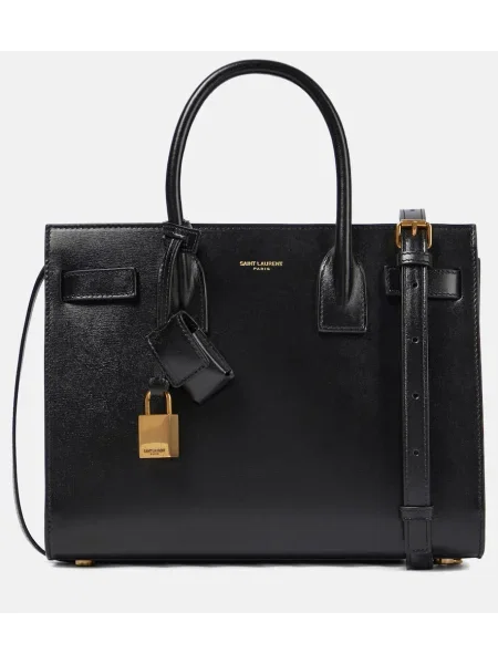 Iš natūralios odos odinė rankinė Saint Laurent juoda