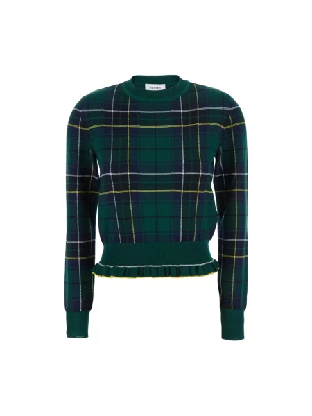 Sweter Alexander Mcqueen wełniany w kratkę zielony