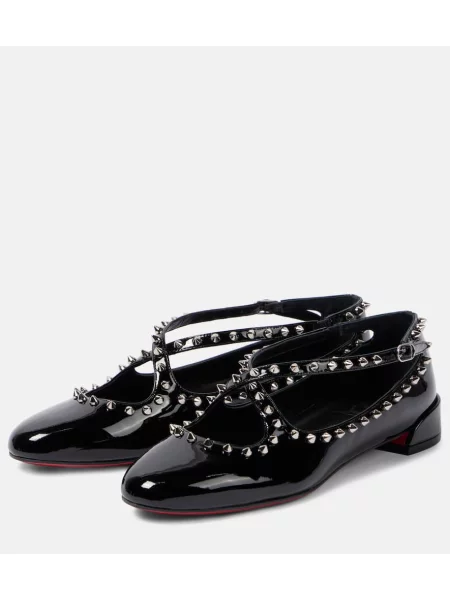 Kožené lakované baleríny Christian Louboutin čierna
