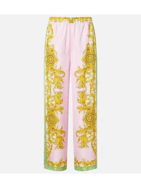Pantaloni Versace de mătase cu imagine