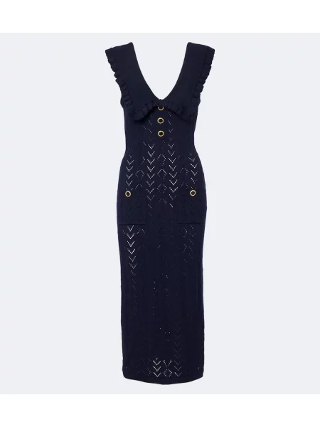 Rochie midi Alessandra Rich de lână albastru