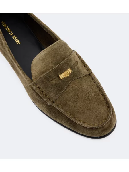 Pantofi loafer Veronica Beard din piele de căprioară verde
