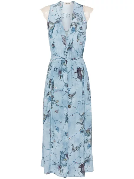 Rochie maxi Zadig&voltaire de mătase de costum albastru