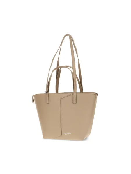 Shopperka Emporio Armani skórzana beżowa