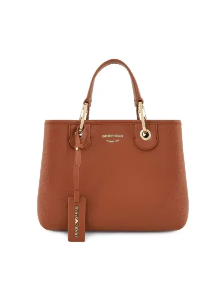 Torebka Emporio Armani skórzana z magnetycznym zapięciem elegancka brązowa