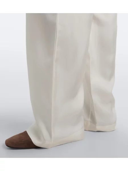 Pantaloni Róhe de mătase alb