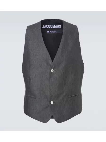 Ленен елек Jacquemus на райета сиво