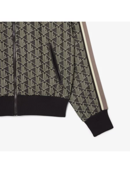 Lacoste Bluza Z Zamkiem Z Monogramem Regular Fit brązowa