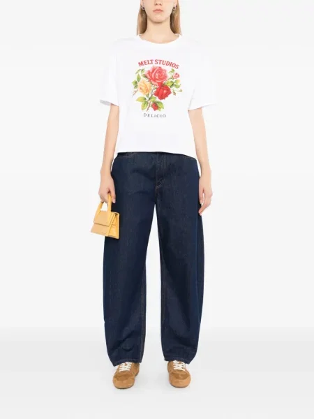 Tricou Melt cu model floral cu imagine alb
