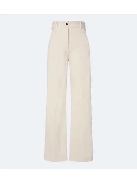 Pantaloni Moncler Grenoble de catifea cord alb