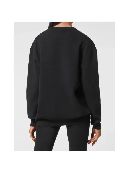 Sweter Philipp Plein wełniany z okrągłym dekoltem czarny