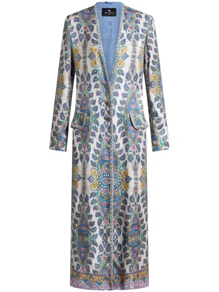 Płaszcz Etro z nadrukiem z wzorem paisley biały